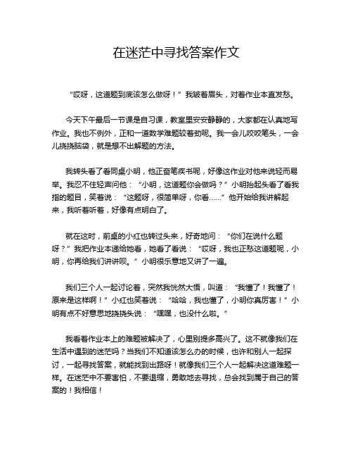 在迷茫中寻找答案作文