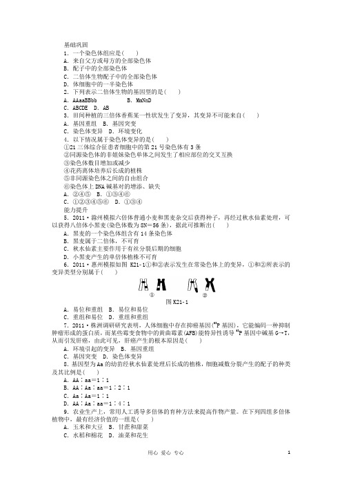 高三生物一轮复习课时作业 第21讲 染色体变异 新人教版