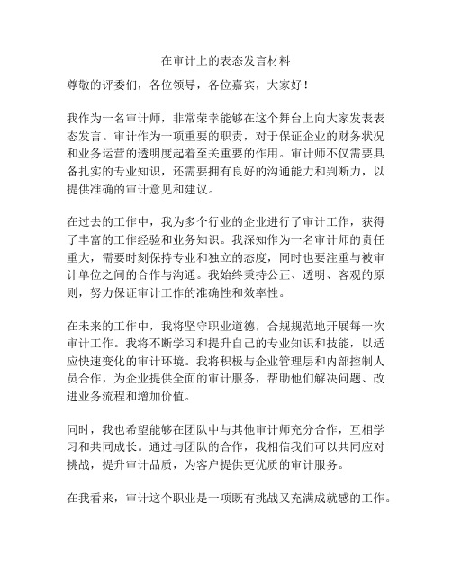 在审计上的表态发言材料