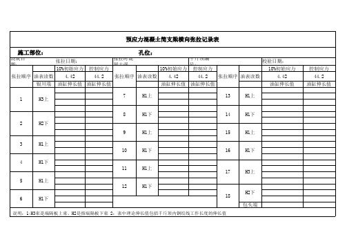 32m横向张拉记录表