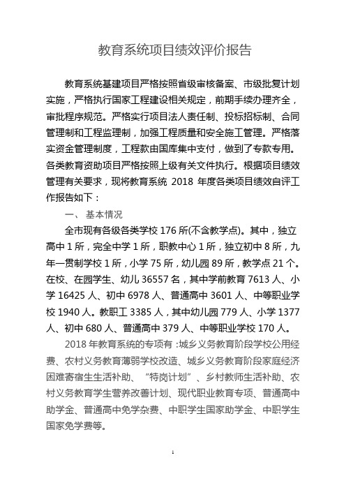 教育系统项目绩效评价报告