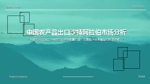 2023年中国农产品出口沙特阿拉伯市场分析报告模板