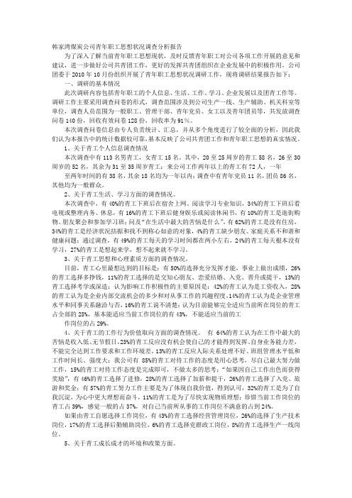 青工思想动态调研报告书