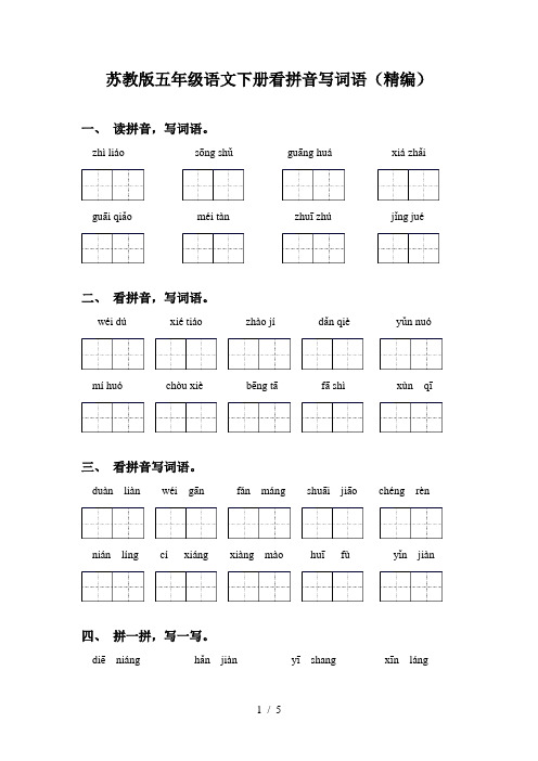 苏教版五年级语文下册看拼音写词语(精编)