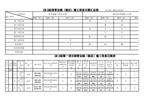 ZH-2标段施工信息汇总表12.8