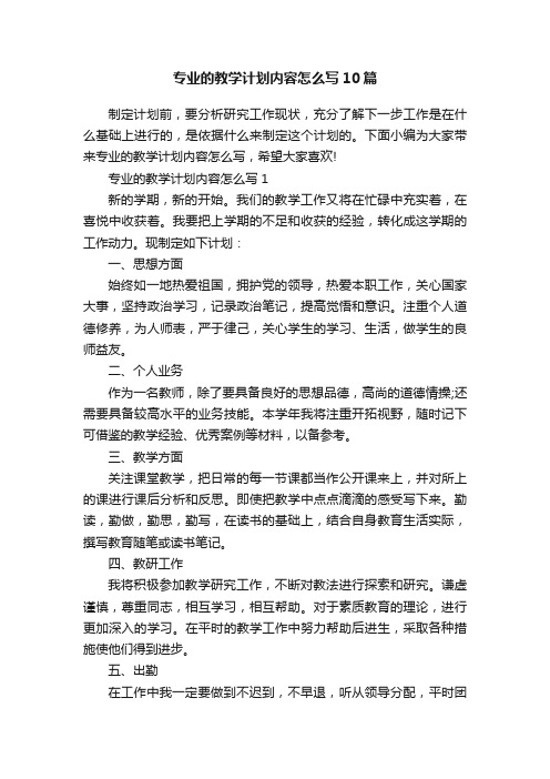 专业的教学计划内容怎么写10篇