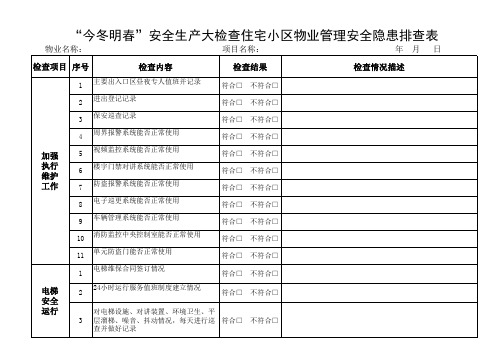 物业安全隐患排查表