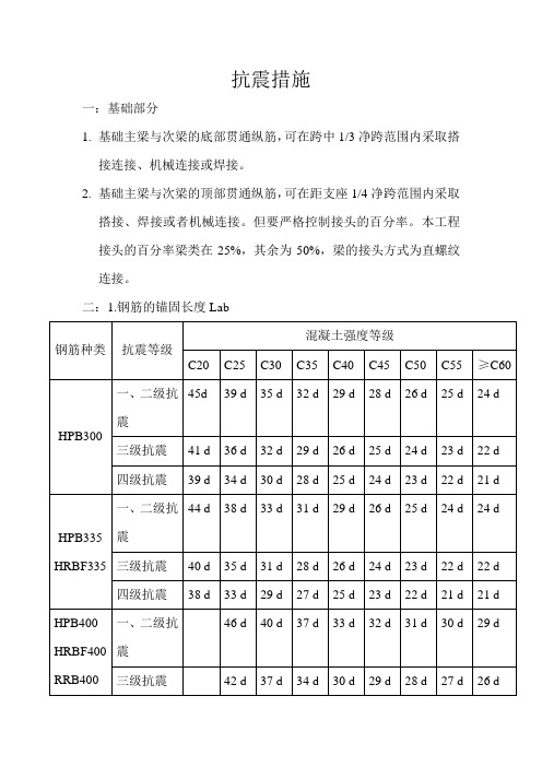 钢筋抗震措施