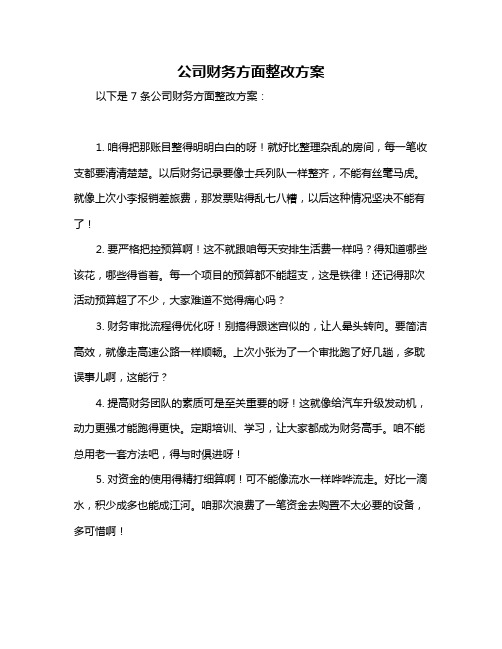 公司财务方面整改方案