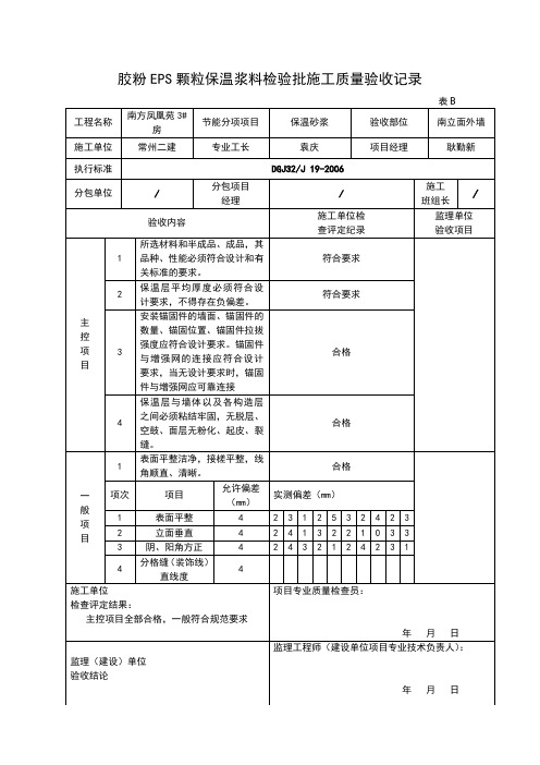 EPS颗粒保温浆料检验批施工质量验收记录1