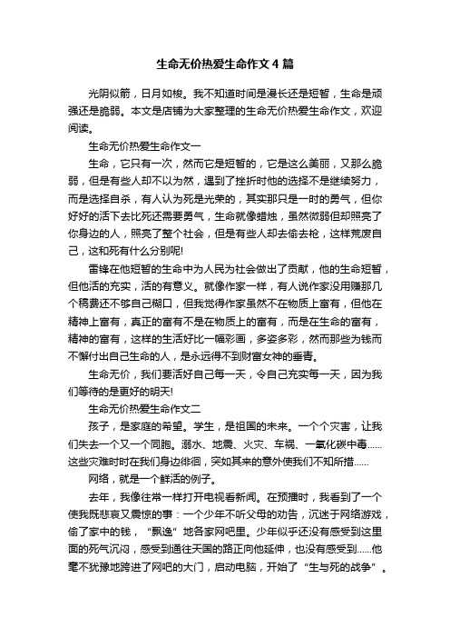 生命无价热爱生命作文4篇