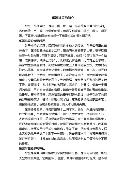 乐器排笙的简介