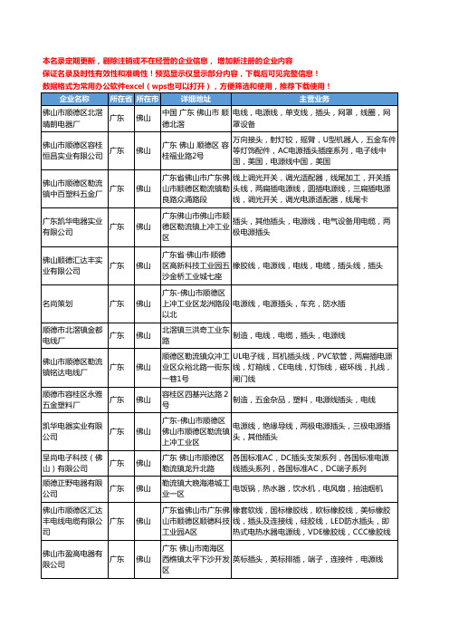 新版广东省佛山插头电源线工商企业公司商家名录名单联系方式大全83家