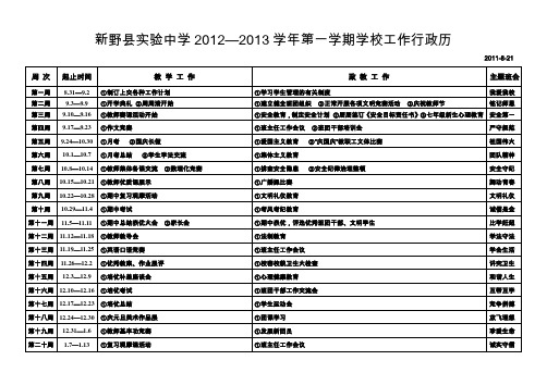 2012-2013学年上期学校工作行政历