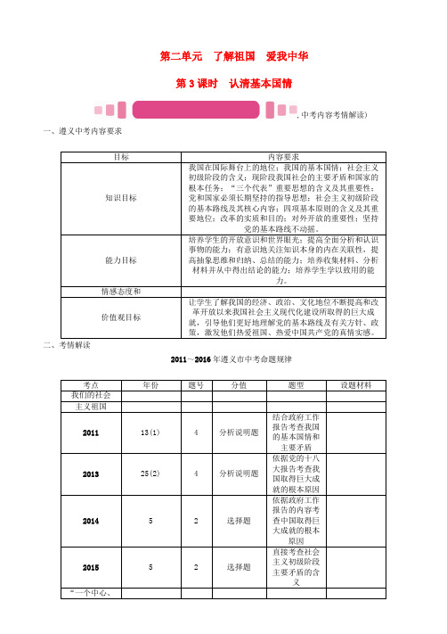 中考政治总复习第一编教材知识梳理篇了解祖国爱我中华(第3课时认清基本国情)