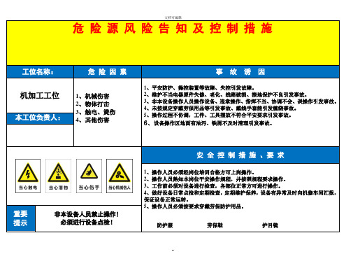 风险告知卡模板