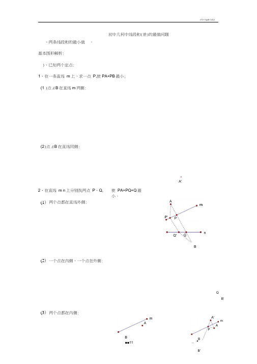 初中几何中线段和与差最值问题