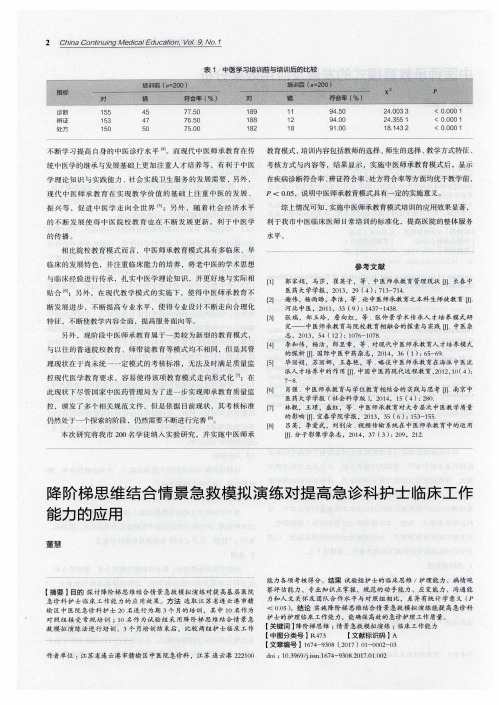 降阶梯思维结合情景急救模拟演练对提高急诊科护士临床工作能力的应用