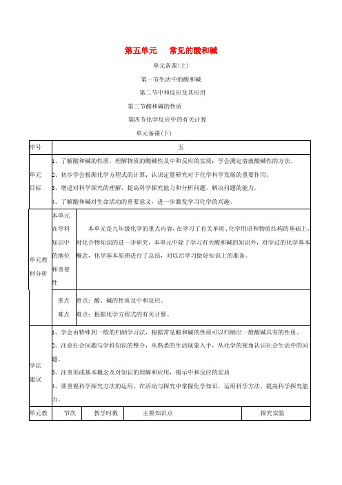 九年级化学常见的酸和碱教案(全)