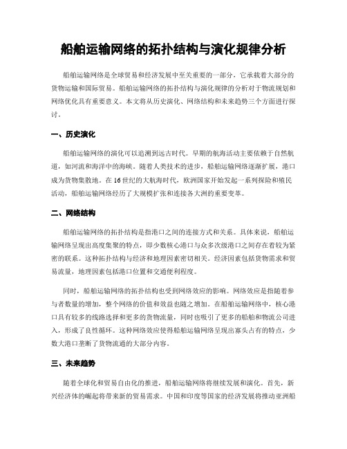 船舶运输网络的拓扑结构与演化规律分析