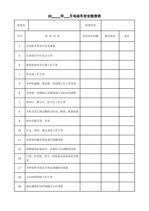 电动车安全检查表模板(可修改)