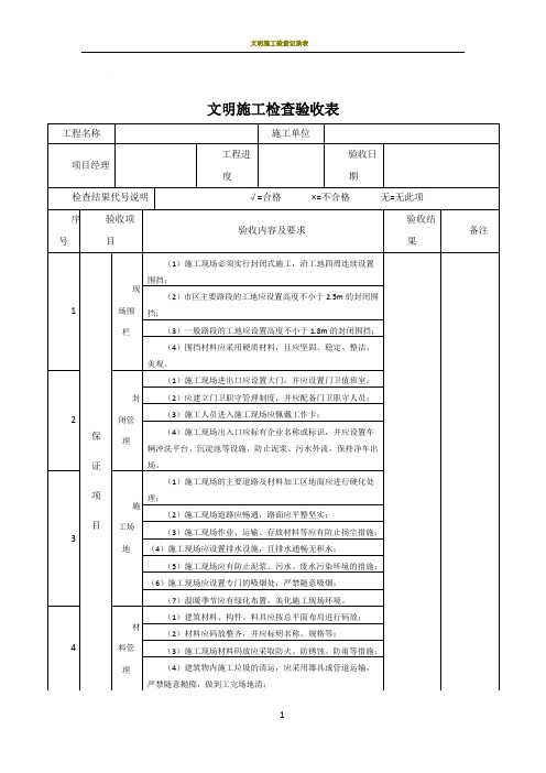 文明施工检查验收表