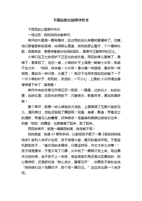 下雨后的公园草坪作文