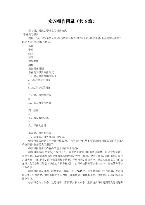 实习报告附录(共6篇) 