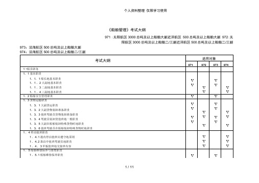 版《船舶管理》考试大纲