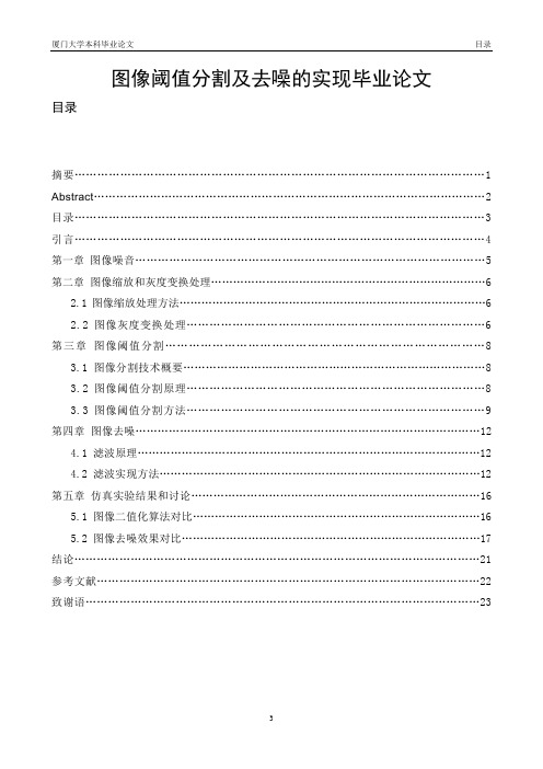 图像阈值分割及去噪的实现毕业论文