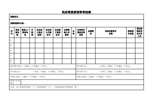 供应商资质预审审批表