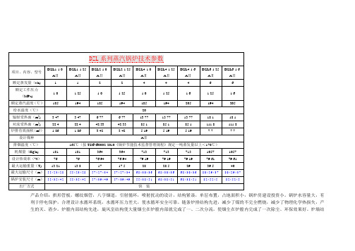 DZL系列蒸汽锅炉技术参数