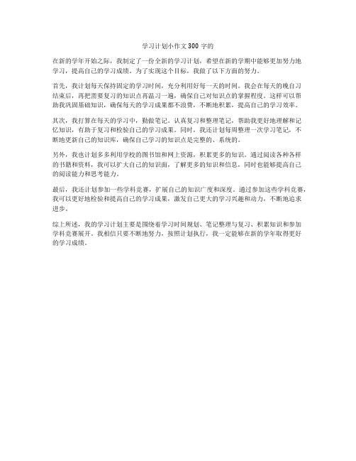 学习计划小作文300字的