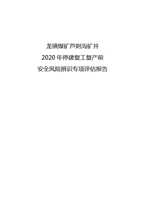 复工复产前安全风险专项辨识评估报告