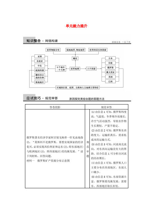 高考地理一轮复习讲义 区域地理第一单元 世界地理 单元能力提升 鲁教版