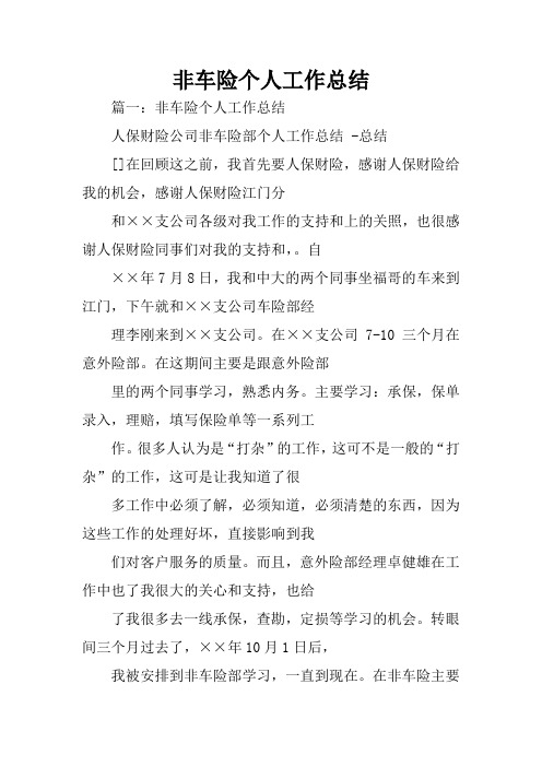非车险个人工作总结