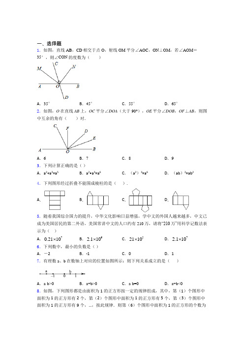 上海松江区第七中学初中数学七年级上期中经典练习(含解析)