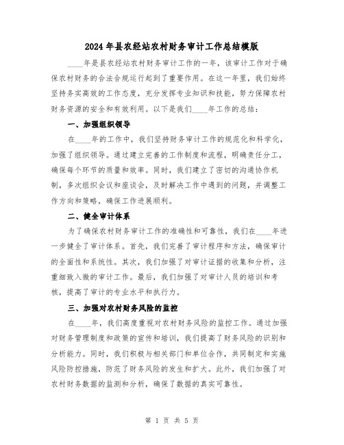 2024年县农经站农村财务审计工作总结模版(2篇)
