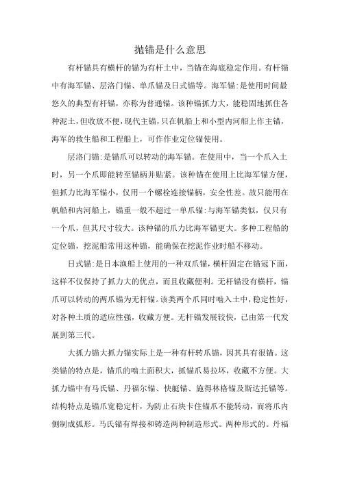 抛锚是什么意思