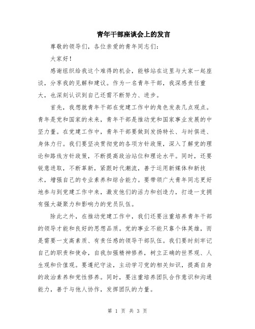 青年干部座谈会上的发言