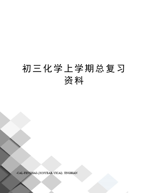 初三化学上学期总复习资料
