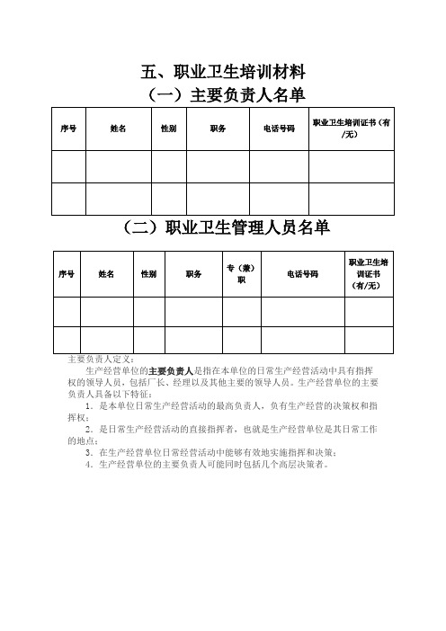 职业卫生负责人和管理人资料(1)