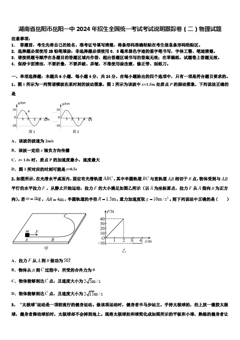 湖南省岳阳市岳阳一中2024年招生全国统一考试考试说明跟踪卷(二)物理试题