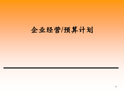 企业经营预算计划 ppt课件