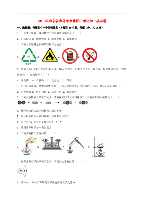 山东省青岛市市北区中考化学一模试卷(含解析)