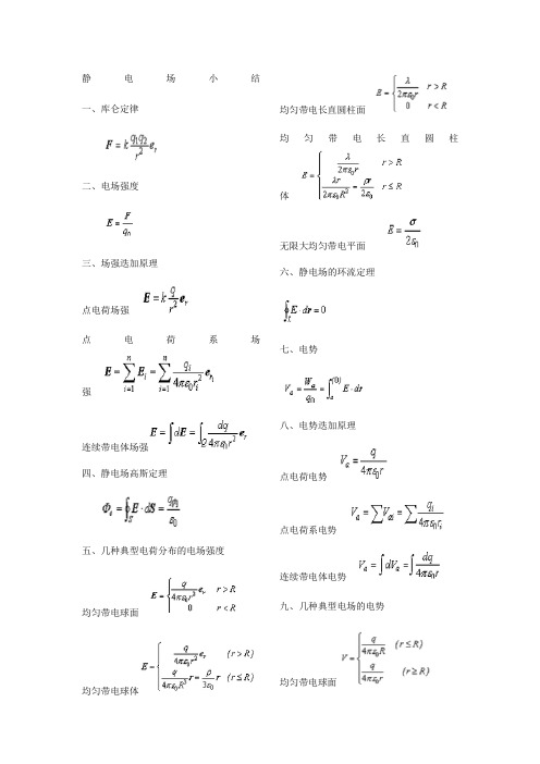 大学物理电磁学公式总结