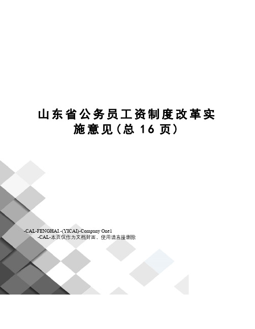 山东省公务员工资制度改革实施意见