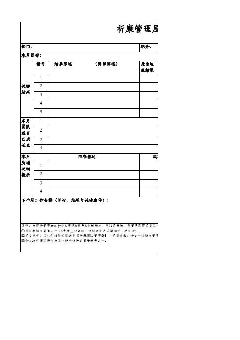 祈康管理层工作月报表