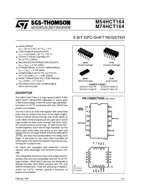 M54HCT164中文资料