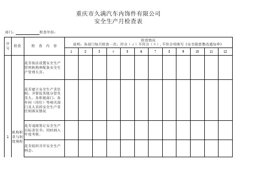 安全月检查表